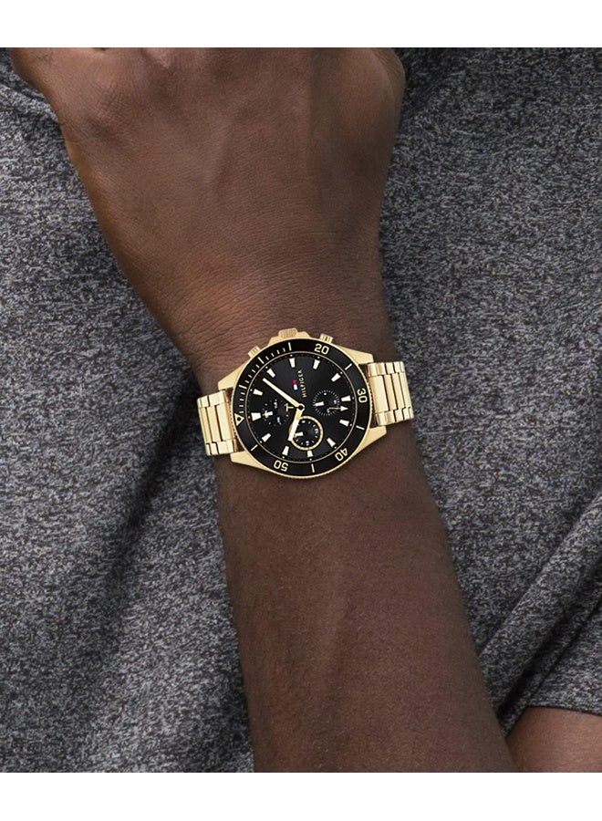 TOMMY HILFIGER Men's Black Dial Ionic Plated Thin Gold 2 Steel Watch - Image 4