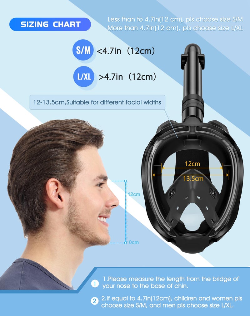 Greatever G2 Full Face Snorkel Mask with Latest Dry Top System,Foldable 180 Degree Panoramic View Snorkeling Mask with Camera Mount,Safe Breathing,Anti-Leak&Anti-Fog - Image 4