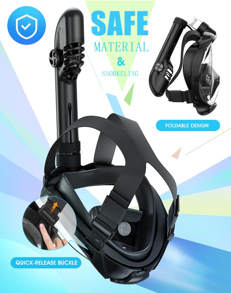 Greatever G2 Full Face Snorkel Mask with Latest Dry Top System,Foldable 180 Degree Panoramic View Snorkeling Mask with Camera Mount,Safe Breathing,Anti-Leak&Anti-Fog - Image 5