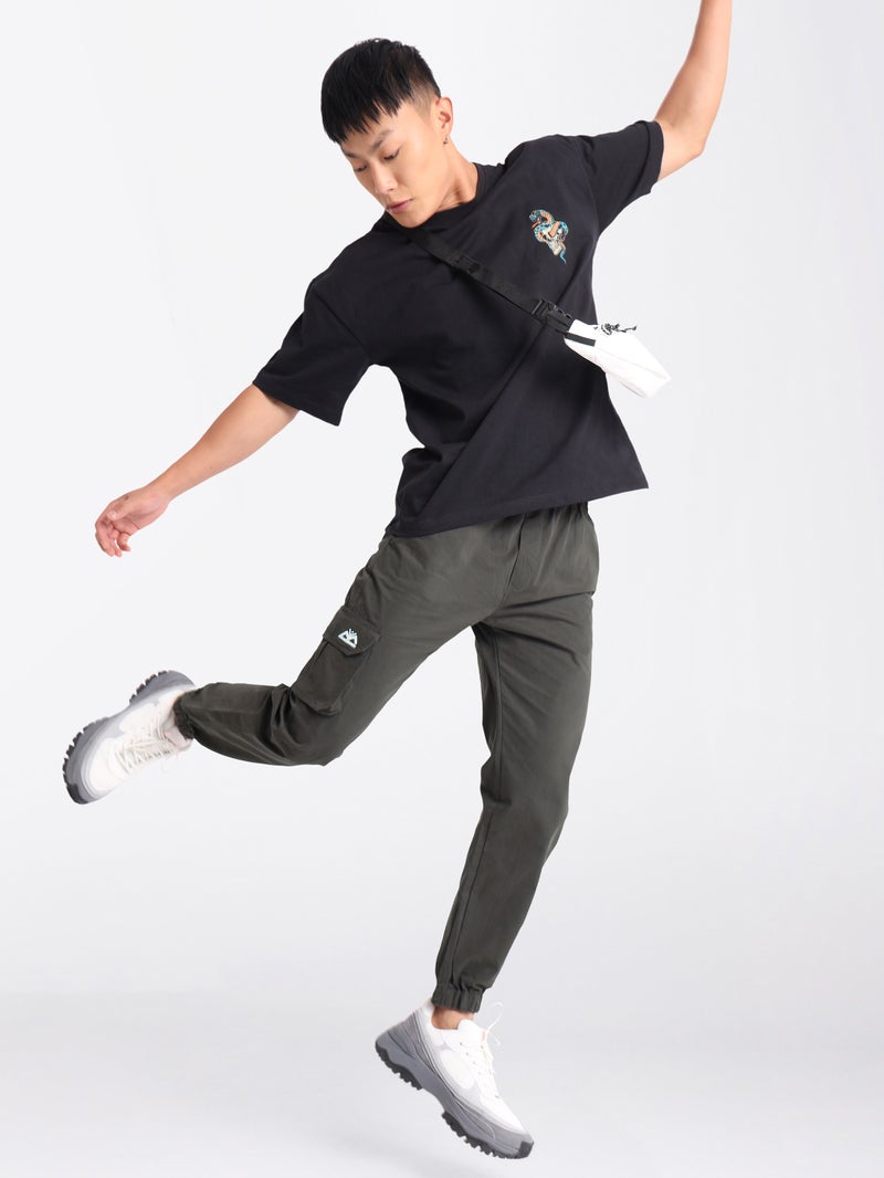 بيونغ بنطلون جوجر قطن رمادي معدني - Image 1