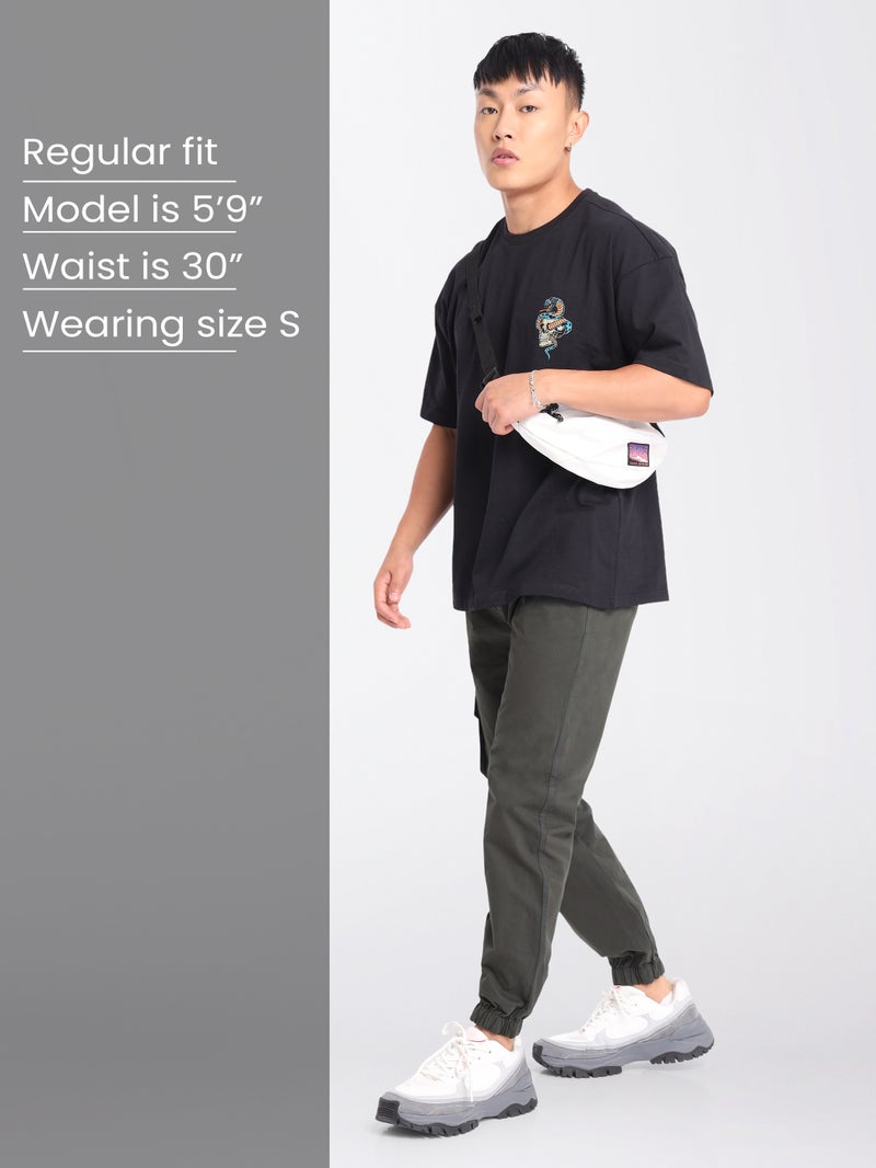 بيونغ بنطلون جوجر قطن رمادي معدني - Image 4