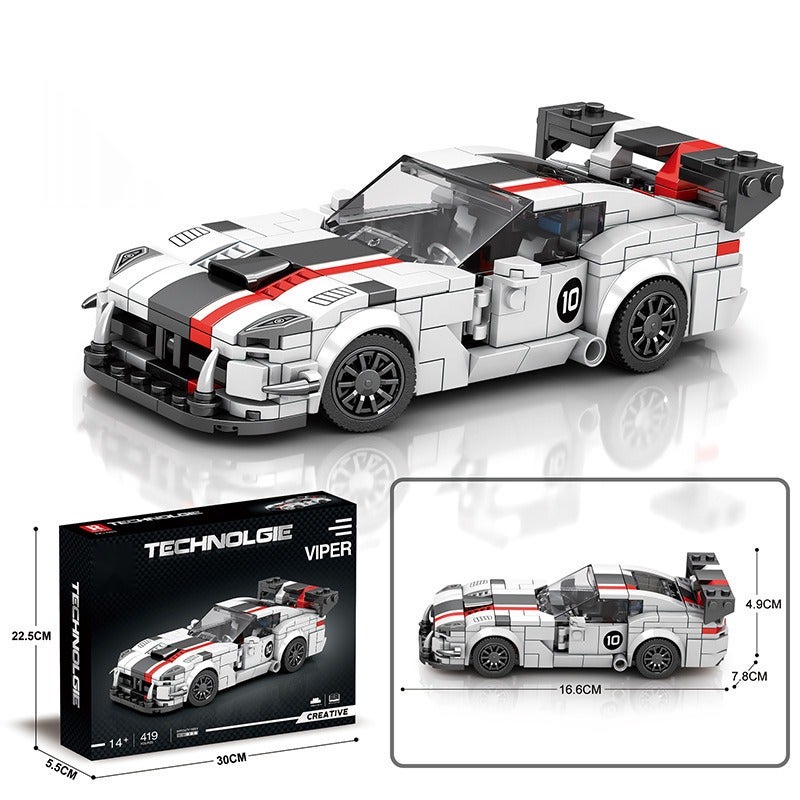 Small building blocks, eight-piece car, sports car, racing car model, educational assembly toy for boys, exclusive cross-border  supply.