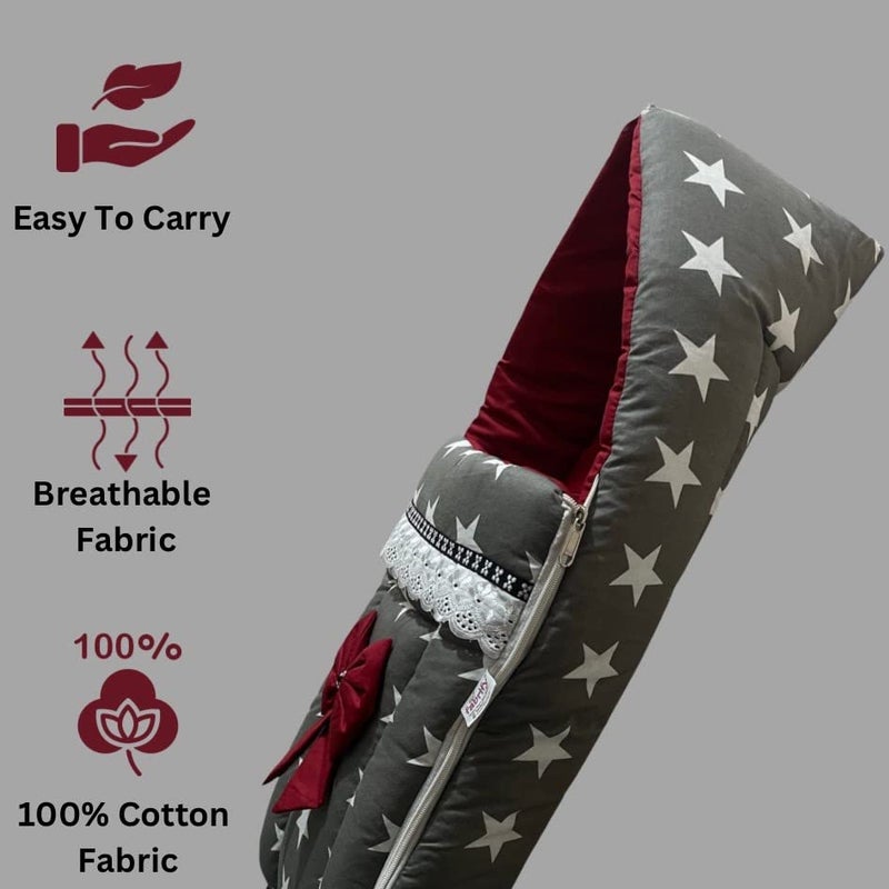 Fabrify 3 in 1 Baby Sleeping Bag & Carry Nest, Cotton Bed Cum Infant Sleeping Bag - Image 2