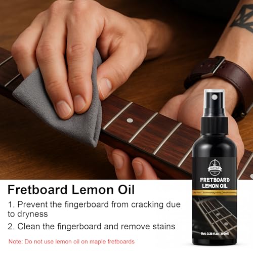 DINGSEN Guitar Cleaning Kit - 8-Piece Professional Maintenance Set with Guitar Cleaner, Fretboard Oil, Polish Wax, String Cleaner, 3-in-1 Cutter & Microfiber Cloth - Image 4