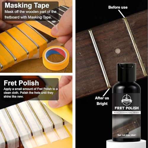 DINGSEN Guitar Cleaning Kit - 8-Piece Professional Maintenance Set with Guitar Cleaner, Fretboard Oil, Polish Wax, String Cleaner, 3-in-1 Cutter & Microfiber Cloth - Image 2