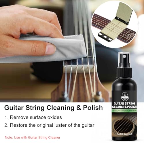 DINGSEN Guitar Cleaning Kit - 8-Piece Professional Maintenance Set with Guitar Cleaner, Fretboard Oil, Polish Wax, String Cleaner, 3-in-1 Cutter & Microfiber Cloth - Image 3