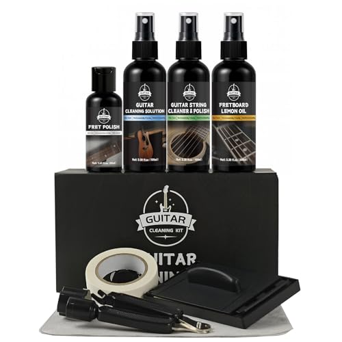 DINGSEN Guitar Cleaning Kit - 8-Piece Professional Maintenance Set with Guitar Cleaner, Fretboard Oil, Polish Wax, String Cleaner, 3-in-1 Cutter & Microfiber Cloth - Image 1