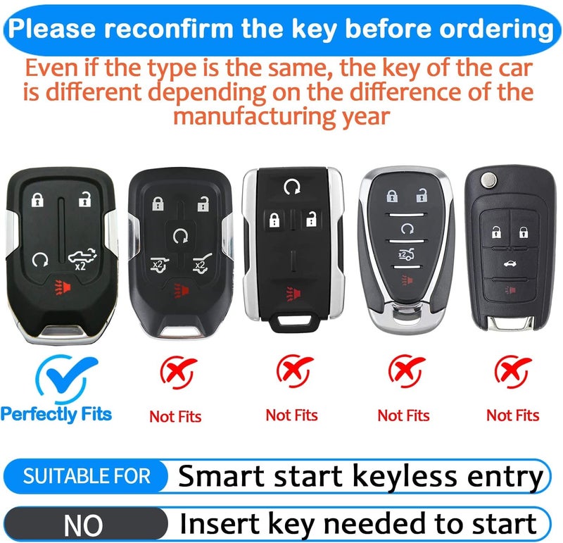 Tukellen for Chevy Key Fob Cover Soft TPU Full Protection Key Shell Key Case Compatible with 2017-2024 Chevrolet Silverado Suburban Tahoe GMC Acadia Sierra Terrain Yukon (White, 5 Button) - Image 2