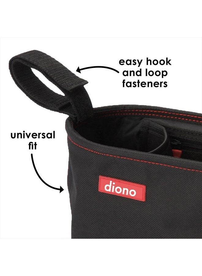Buggy Buddy Universal Stroller Organizer with Cup Holders, Secure Attachment, Zippered Pockets, Safe & Secure, Black