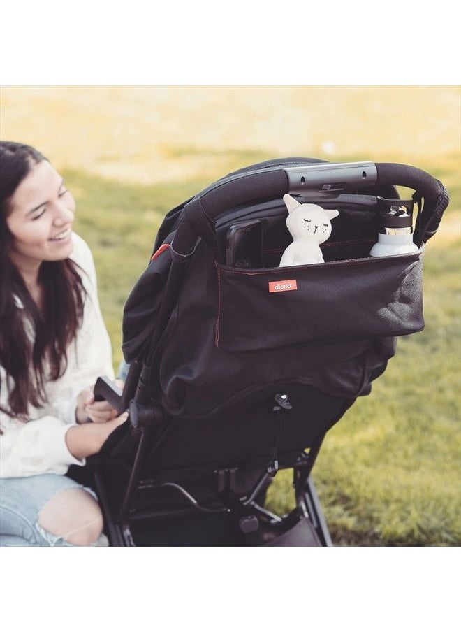 Buggy Buddy Universal Stroller Organizer with Cup Holders, Secure Attachment, Zippered Pockets, Safe & Secure, Black