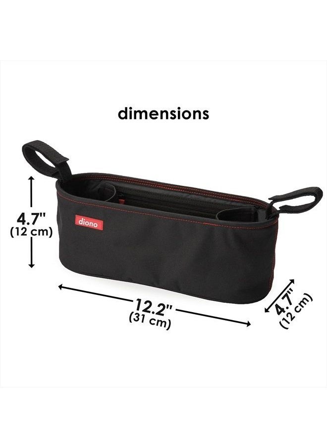Buggy Buddy Universal Stroller Organizer with Cup Holders, Secure Attachment, Zippered Pockets, Safe & Secure, Black
