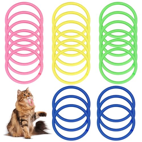 AKAIXI Cat Toys 24 PCS, Rubber Cat Chew Toy, Interactive Cat Toys to Kill Time, Colorful Bracelets Bands for Cat - Image 1