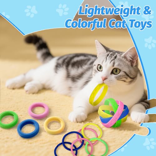 AKAIXI Cat Toys 24 PCS, Rubber Cat Chew Toy, Interactive Cat Toys to Kill Time, Colorful Bracelets Bands for Cat - Image 2
