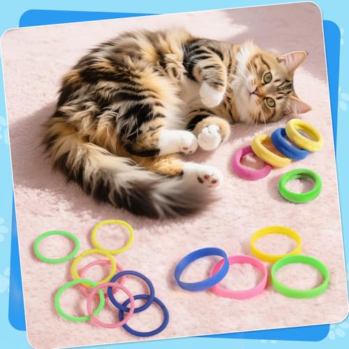AKAIXI Cat Toys 24 PCS, Rubber Cat Chew Toy, Interactive Cat Toys to Kill Time, Colorful Bracelets Bands for Cat - Image 4