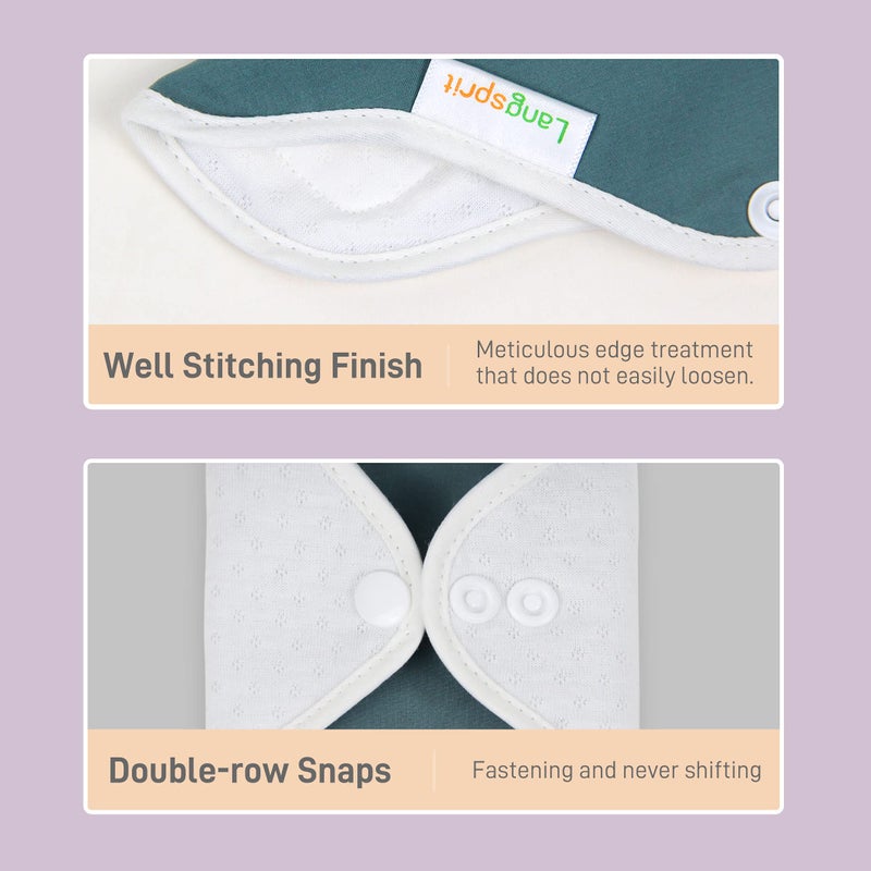 Langsprit Reusable Sanitary Pads for Women, Feminine Pads for Women Regular Absorbency Cotton Washable Cloth Menstrual Pads 6pcs Set with Mini Wet Bag Leakfree and Periods (Medium) - Image 4