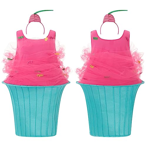 Kuriozud Halloween Ice Cream/Cupcake/Donut Costumes Cosplay Suit Dresses and Hat for Women Role-Playing Party Cosplay Outfits (Pink Blue, One Size) - Image 2