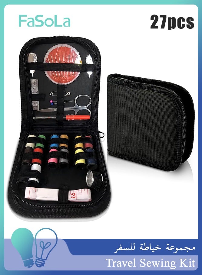 Fasola 27PCS Travel Sewing Kit, Needle and Thread Kit with Sewing Supplies and Accessories for Adults, Kids, Traveller, Beginner, Home, Emergency Including Scissors, Measure Tape, Needle Threader and More - Image 1