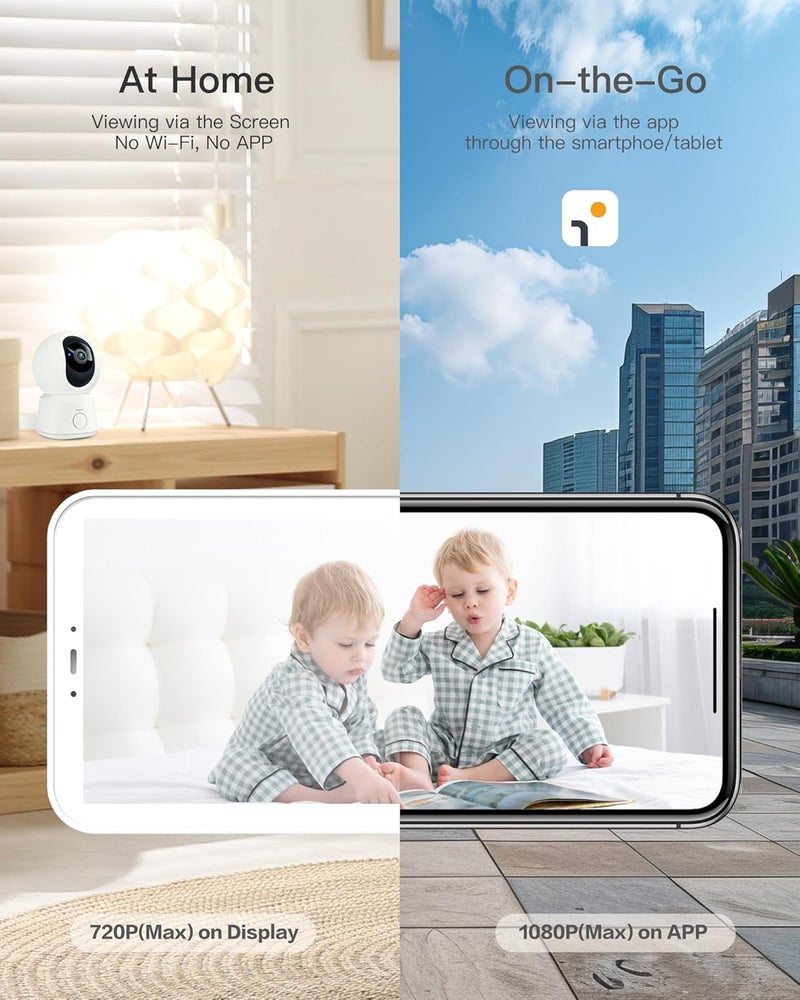 ARENTI Video Baby Monitor with Camera and Audio 5inch Smart Baby Camera Monitor with Free Phone App 1080P VOX PTZ OneTouch Call Temp Sensor Lullaby Night Vision Auto Tracking 2Way Talk - Image 2