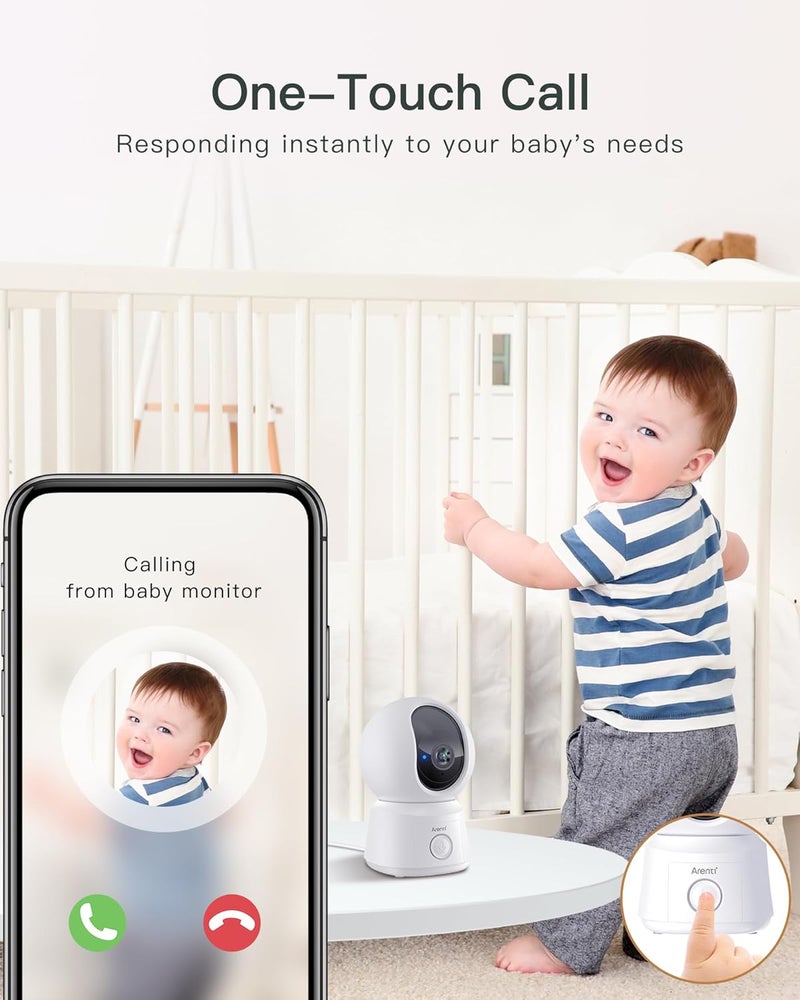 ARENTI Video Baby Monitor with Camera and Audio 5inch Smart Baby Camera Monitor with Free Phone App 1080P VOX PTZ OneTouch Call Temp Sensor Lullaby Night Vision Auto Tracking 2Way Talk - Image 5