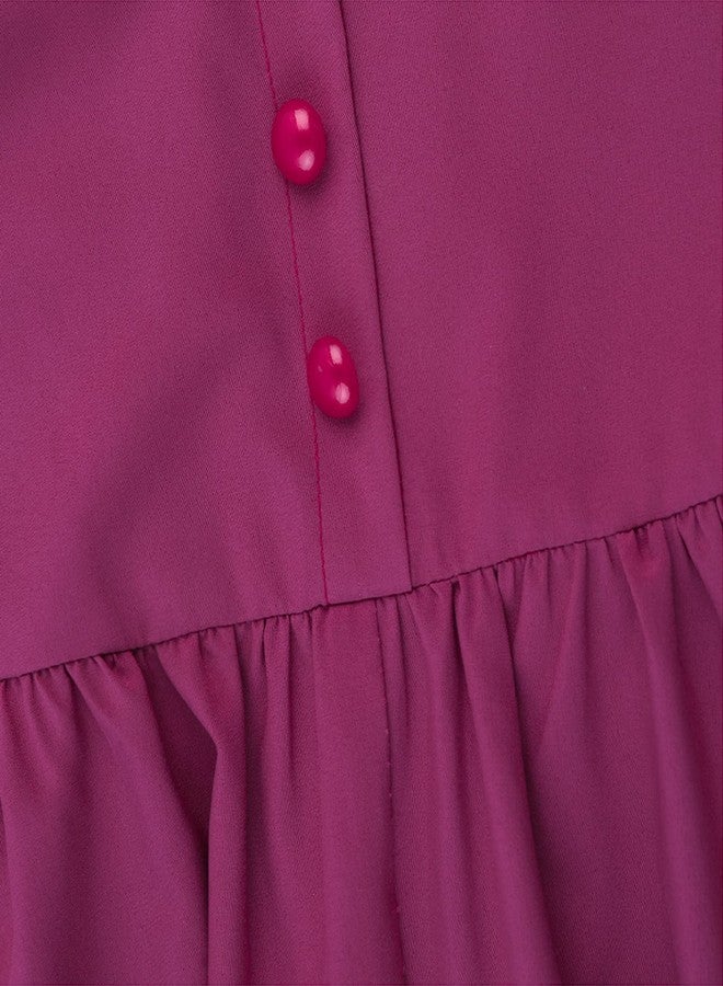 HEQU Regency Dresses for Women with Satin Sash Ruffled Puff Sleeve Empire Waist Dress Gown, Purple, L - Image 5