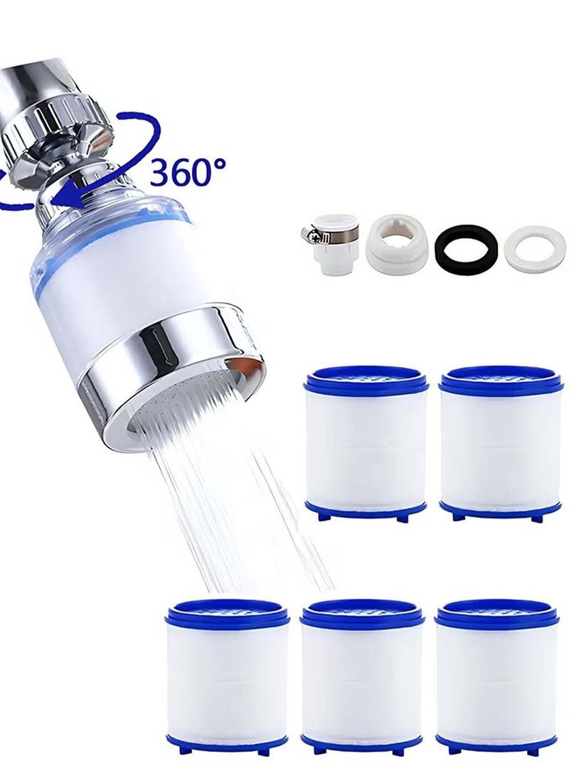 Sink Filter Water Faucet,Universal 360 Degree Rotating Sink Filter with 5 Filter Element,Kitchen Faucet Water Filter for Home Kitchen Bathroom - Image 1