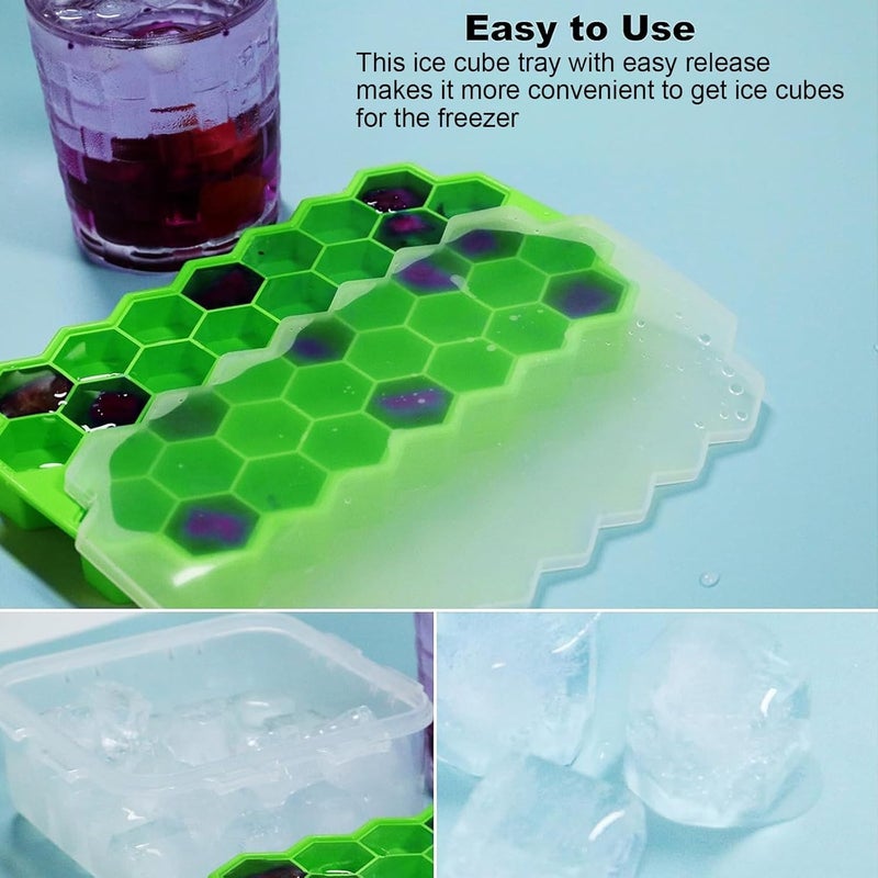 STARFLYER Ice Cube Trays for Freezer with Lid37 Grid Multicolor Silicone Ice Cube Tray with Lid for Small Ice Cube MoldsEasyRelease Reusable Ice Cube in Ice Bucket for Iced Coffee Cup 3 - Image 4