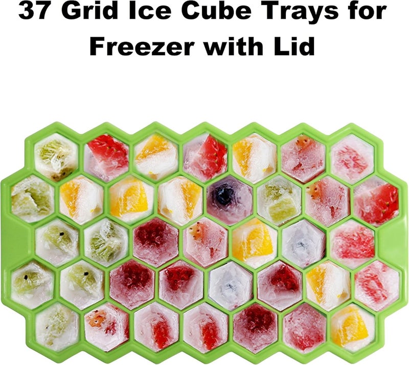 STARFLYER Ice Cube Trays for Freezer with Lid37 Grid Multicolor Silicone Ice Cube Tray with Lid for Small Ice Cube MoldsEasyRelease Reusable Ice Cube in Ice Bucket for Iced Coffee Cup 3 - Image 3