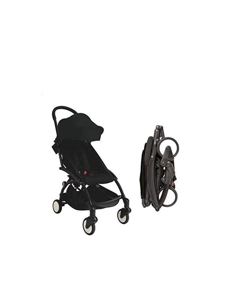 Babytime Lightweight Stroller Baby Pushchair Easy Folding with One Hand All Wheels Suspension Adjustable Hood with Accessories from Birth to 6 Years Black  - Image 2