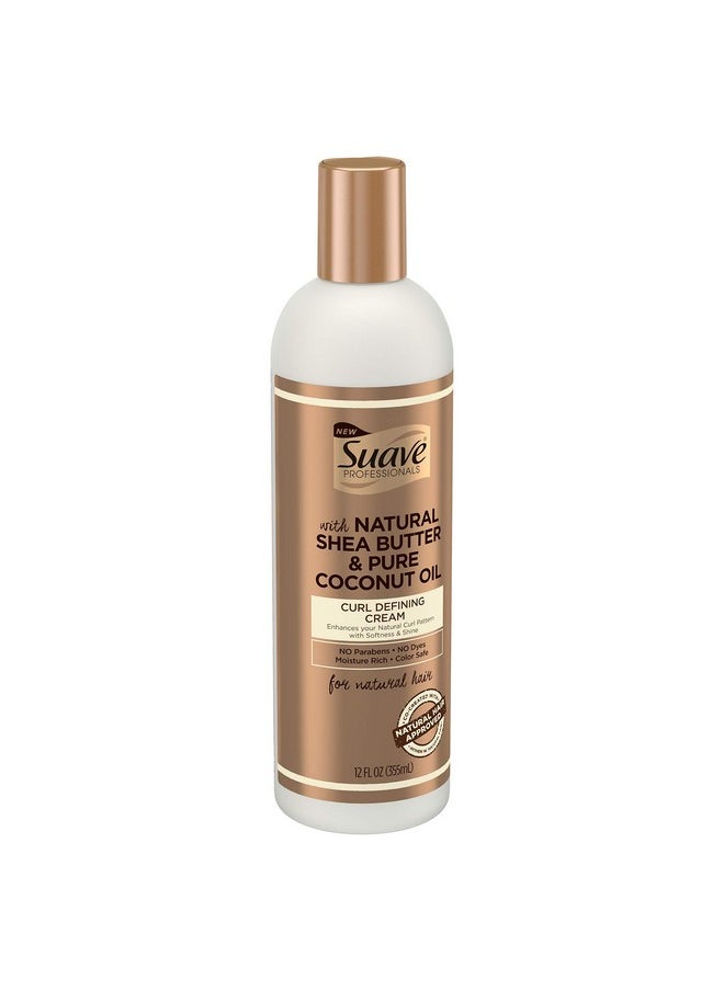 Suave - Suave Professionals for Natural Hair Shea Butter and Coconut Oil for Wavy to Curly Hair Paraben-free and Dye-free Hair Cream, 12 oz - Image 1