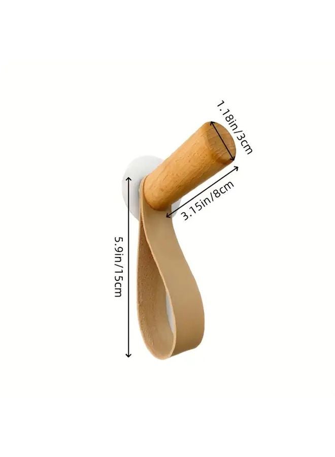 3 Pieces Scandinavian Modern Solid Wood Wall Mounted Hooks Brown Coat Hanger - Image 5