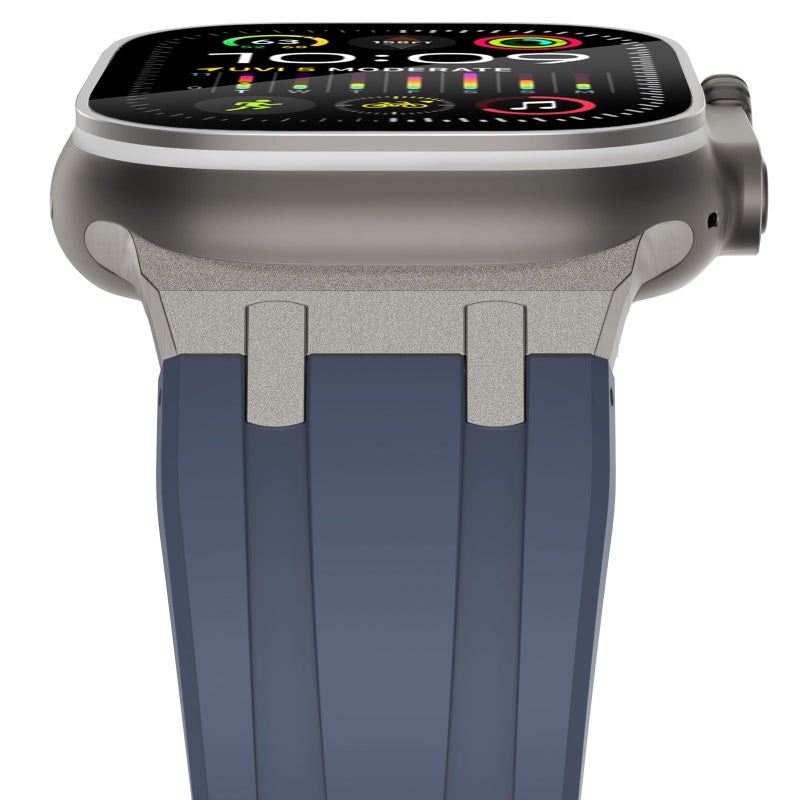 NewWays for Apple Watch Ultra Band 49mm 45mm 44mm 42mm for Men AP Wide Sport Liquid Silicone Rubber Band with Stainless Steel Adapter for Apple Watch Band for iWatch Series 8 7 6 5 SE Ultra Luxury