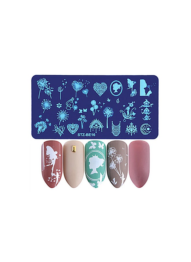 brunson - Nail Plates Nail Stamp Templates Metal Manicure Stencils Nail Art Stamping Image Plates for Nail Salon DIY Decoration MEDIUM NSP STZBE16 - Image 1