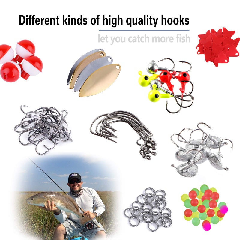 TOPFORT 187/343pcs Fishing Accessories Kit, Fishing Tackle Box with Tackle Included, Jig Hooks, Bullet Bass Casting Sinker Weights, Fishing Swivels Snaps, Sinker Slides, Fishing Gear and Equipment - Image 5