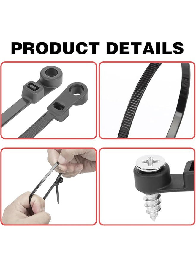 100 قطعة من أربطة الكابلات السوداء ذات رأس تثبيت بفتحة لولبية، أربطة كابلات نايلون متعددة الأغراض شديدة التحمل للاستخدام الداخلي والخارجي - Image 5