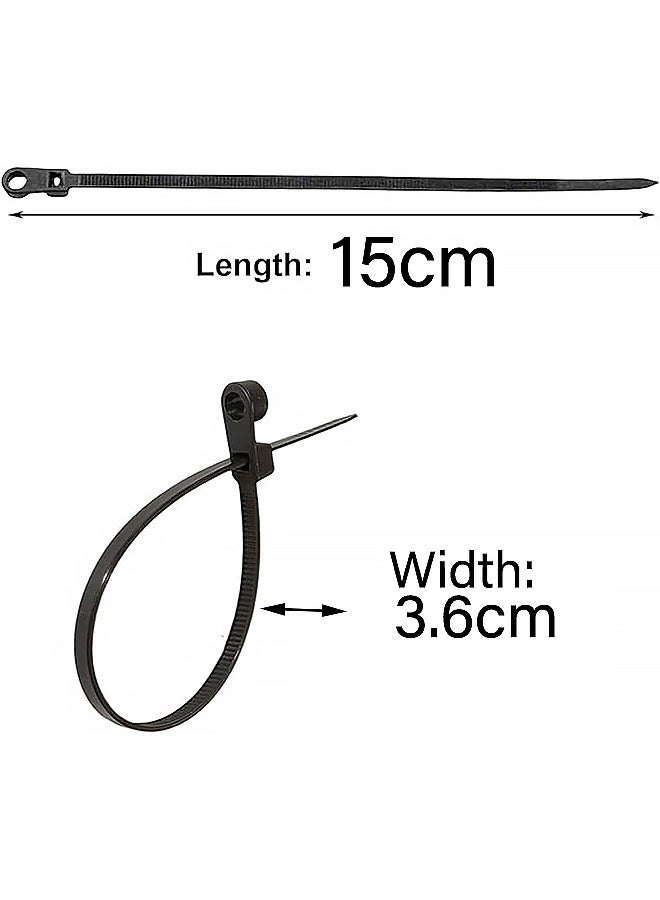 100 قطعة من أربطة الكابلات السوداء ذات رأس تثبيت بفتحة لولبية، أربطة كابلات نايلون متعددة الأغراض شديدة التحمل للاستخدام الداخلي والخارجي - Image 2