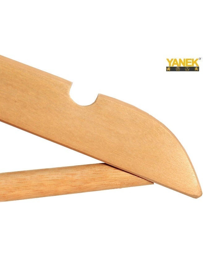 Solid Wood Suit Hangers With Non Slip Bar And Precisely Cut Notches - 360 Degree Swivel Chrome Hook - Natural Finish Super Sturdy And Durable Wooden Hangers - 30 Pack Natural 40cm Natural 40cm - Image 2