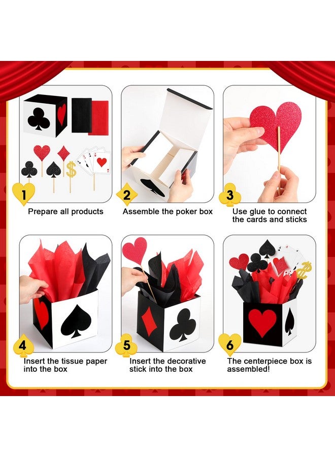 Zhanmai Zhanmai 4 Sets Casino Party Decorations Casino Favor Boxes (6 x 6 x 6 Inch) casino Centerpiece Sticks Casino Themed Party Supplies Game Night Decorations for Birthday Party Centerpieces - Image 3