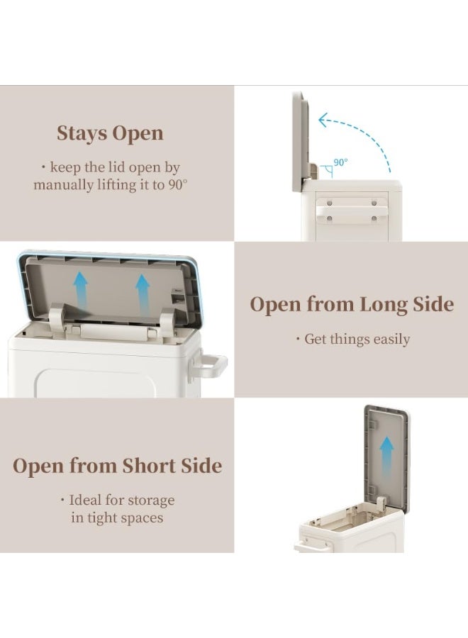 سلة غسيل رفيعة بغطاء، سلة غسيل بلاستيكية طويلة سعة 50 لترًا مزودة بعجلات، حجم صغير للمساحات الضيقة، عربة غسيل متحركة بمقبض لسهولة النقل إلى غرفة الغسيل (CG-HE067) - Image 5