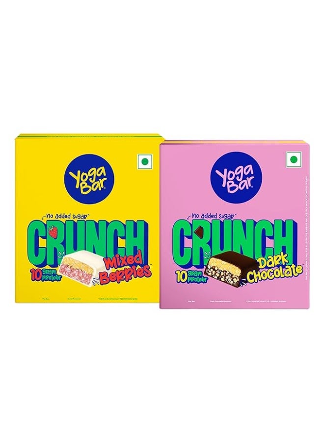 Yogabar Crunch Bars Variety Pack | Dark Chocolate and Mixed Berry | 10g Protein Bars | No Added Sugar | Crunchy Whey Protein Bars for Gym, Workout & Healthy Snacking | Pack of 2 Bars - Image 4