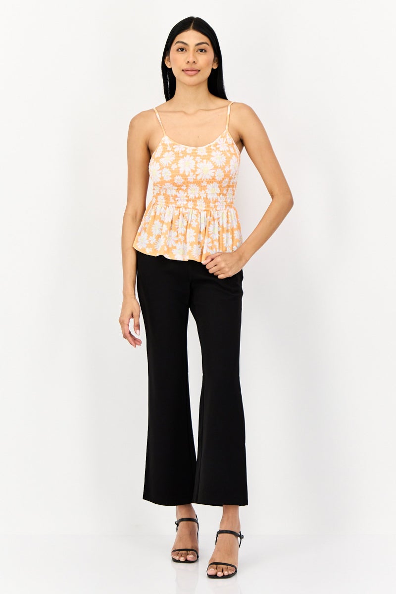 ONLY بلوزة نسائية بدون أكمام بتصميم مربع العنق مزينة بطبعة زهور، متعددة الألوان - Image 4