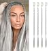 Flufymooz 4PC Braid in Hair Extension 14 Inch Clip in Braid Extensions for Women Synthetic Hairpieces for Daily Use Party Styling (Silver Grey) - Image 2