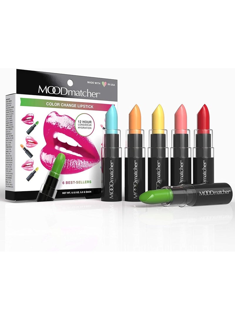 مود ماتشر أحمر شفاه من فران ويلسون مودماتشير مجموعة 6 قطع الشفاه الأصلي متغير اللون - مقاوم للقناع يدوم لمدة 12 ساعة غني بالصبار وفيتامين E لترطيب فائق والرطوبة كل منهما 34 مل - Image 2