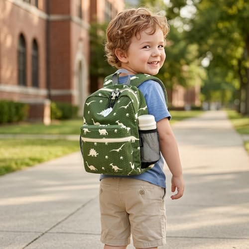 STEAMEDBUN Corduroy Toddler Backpack for Boys Girls 24 Kids Preschool Backpack for Kindergarten Dinosaur - Image 3
