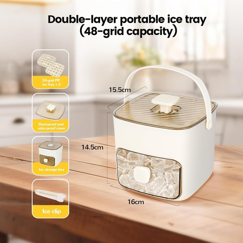 DHVYANT MART Double Layer Ice Cube Maker Box Easy Release Easy to Push Button Ice Removal Chilling Drinks Whiskey Cocktails Suitable for Home KitchenTravelling BPA Free Pack of 1 - Image 4