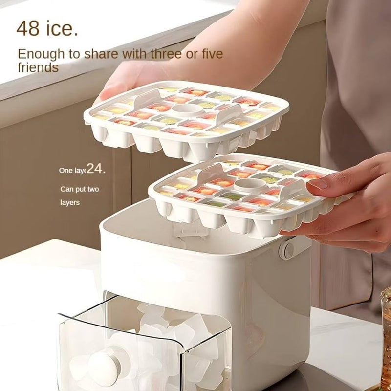 DHVYANT MART Double Layer Ice Cube Maker Box Easy Release Easy to Push Button Ice Removal Chilling Drinks Whiskey Cocktails Suitable for Home KitchenTravelling BPA Free Pack of 1 - Image 5
