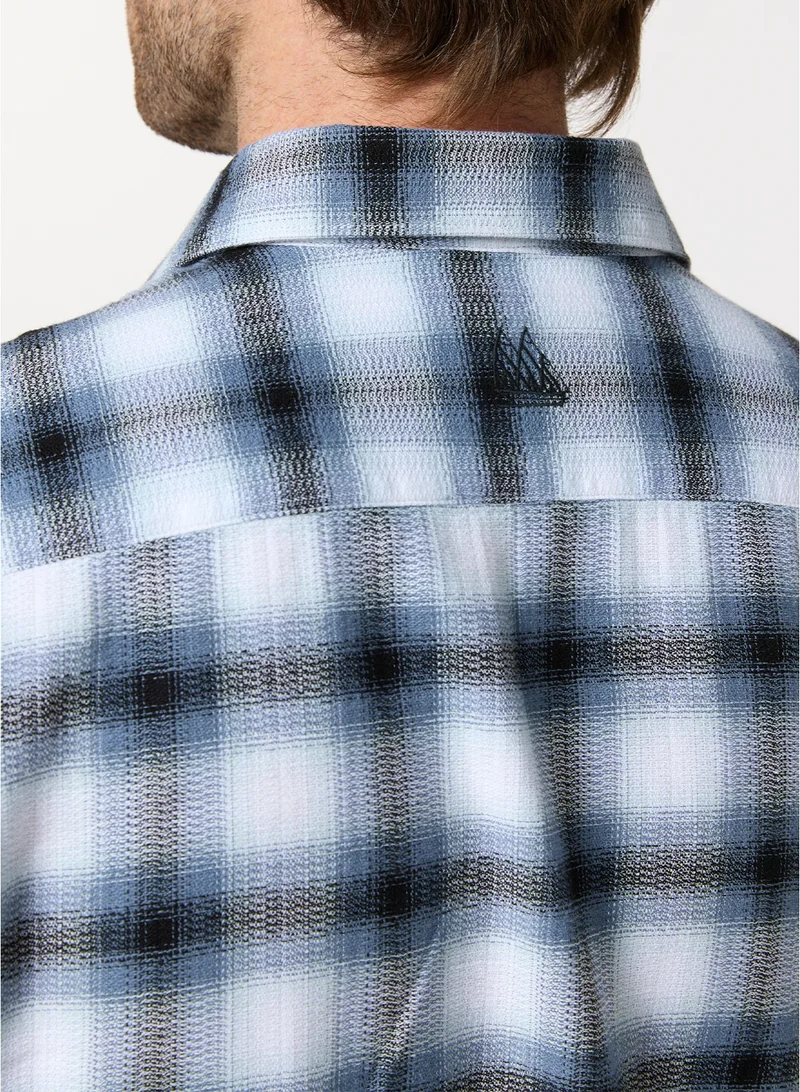 MANNERISM  The Beacon Blue and White Cotton Checks Shirt Comfort Fit for Men | Best Price UAE