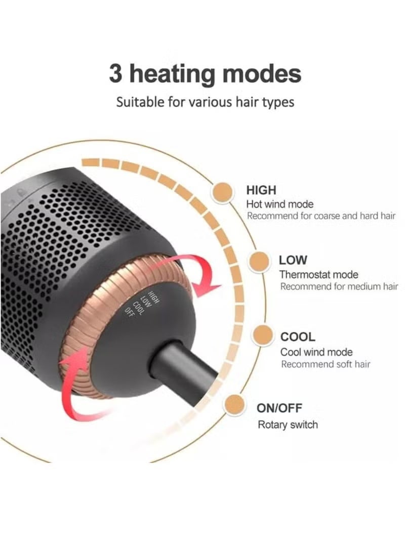 Joy 3-in-1 Professional Hair Styling Brush – Hot Air Dryer, Volumizer & Straightener, Black/Rose Gold BLACK-ROSE - Image 3