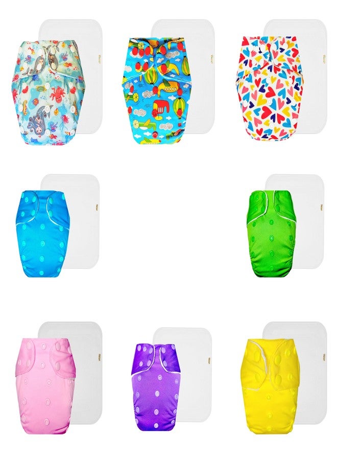 Dumbledo Premium Cloth Diaper with Cotton Insert (Pack of 8) | Hypoallergenic | Leakproof | Travel Friendly | Ideal for Toddlers | 3 Months - 3 Years | Unisex Baby - Image 1