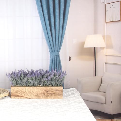 COTSEN Artificial Lavender Potted Plants Rectangular Wooden Planter Fake Potted Plants for Office Wedding Family Indoors Decor - Image 5