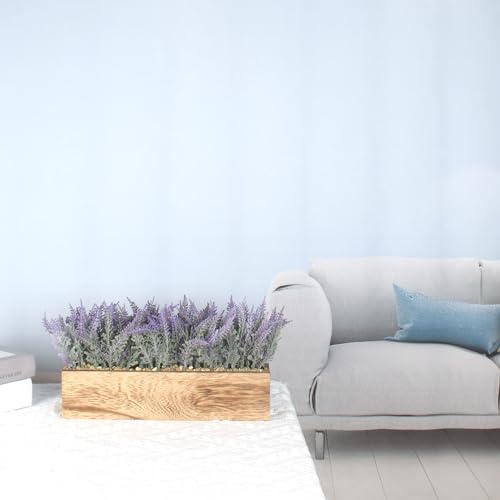COTSEN Artificial Lavender Potted Plants Rectangular Wooden Planter Fake Potted Plants for Office Wedding Family Indoors Decor - Image 4